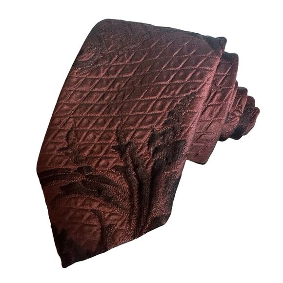 GIANNI VERSACE Men's 100% Silk Necktie Luxury Designer Burgundy Italy 3-6/8Wx62L - Picture 3 of 10